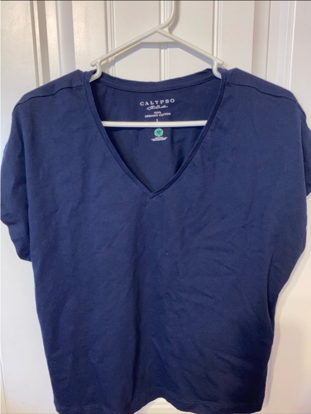 Calypso St. Barth V-Neck Tee in Navy Blue